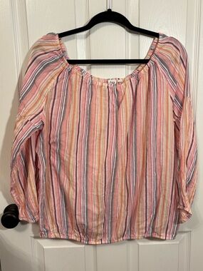 GAP Pink & Peach Striped Off-Shoulder Tunic 100% cotton